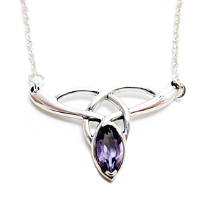 Celtic Sterling Silver Necklace with Amethyst